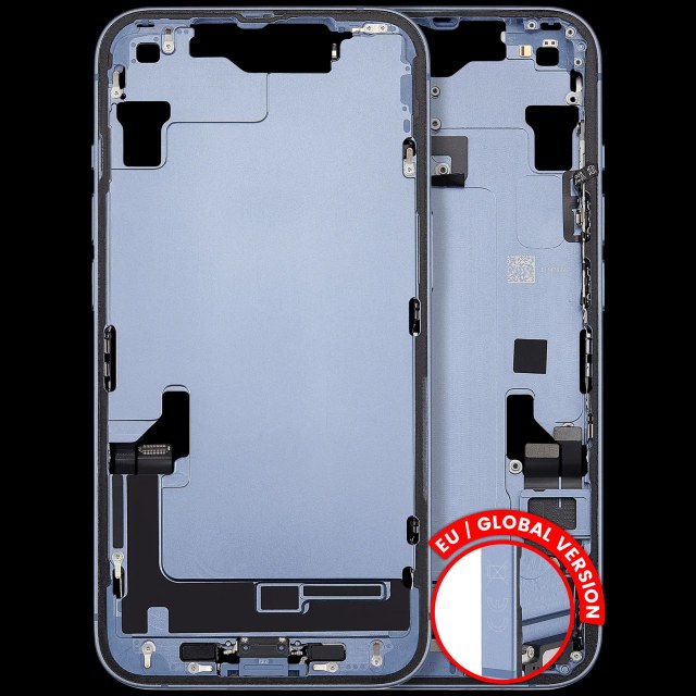 Frame centrale W/ Connettore di ricarica flat e Minuteria per iPhone 14 (EU / Global Version) (Used Service Pack Pull: grado A) (Blu)
