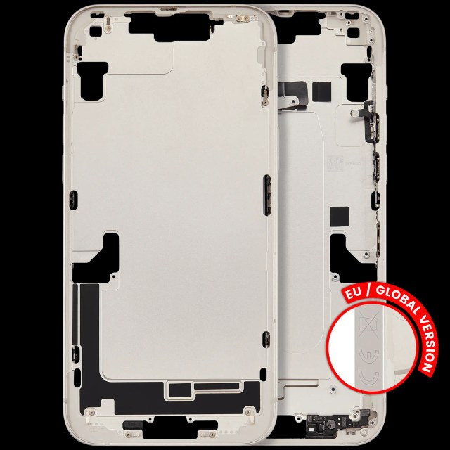 Frame centrale W/ Connettore di ricarica flat e Minuteria per iPhone 14 Plus (EU / Global Version) (Used Service Pack Pull: grado A) (Galassia)