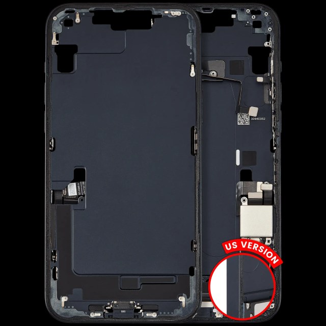 Frame centrale W/ Connettore di ricarica flat e Minuteria per iPhone 14 Plus (US Version) (Used Service Pack Pull: Grade C) (Mezzanotte)