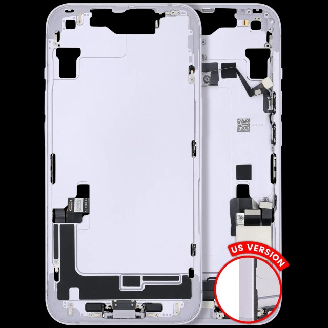 Frame centrale W/ Connettore di ricarica flat e Minuteria per iPhone 14 (US Version) (Used Service Pack Pull: Grade C) (Viola)