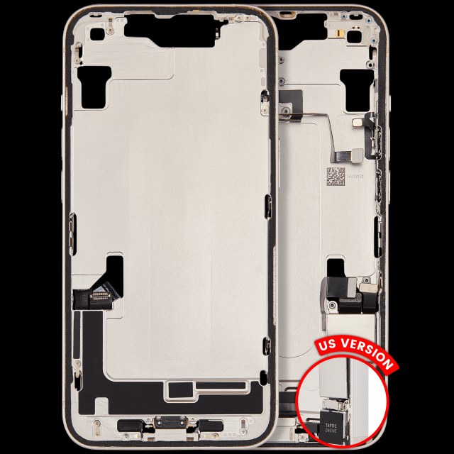 Frame centrale W/ Connettore di ricarica flat e Minuteria per iPhone 14 (US Version) (Used Service Pack Pull: Grade C) (Galassia)