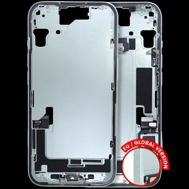 Frame centrale W/ Connettore di ricarica flat e Minuteria per iPhone 15 (EU / Global Version) (Used Service Pack Pull: grado A) (Verde)