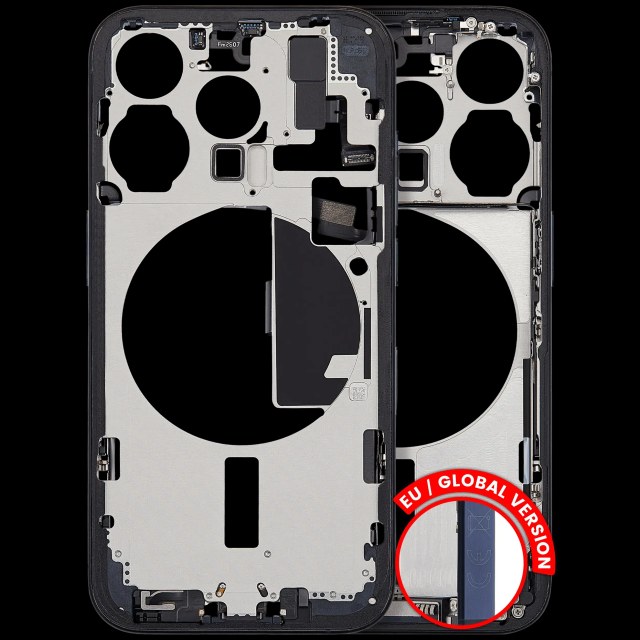 Frame centrale W/ Connettore di ricarica flat e Minuteria per iPhone 15 Pro (EU / Global Version) (Used Service Pack Pull: Grade C) (Titanio blu)