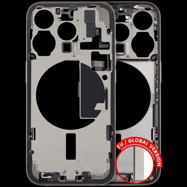 Frame centrale W/ Connettore di ricarica flat e Minuteria per iPhone 15 Pro (EU / Global Version) (Used Service Pack Pull: Grade C) (Titanio naturale)