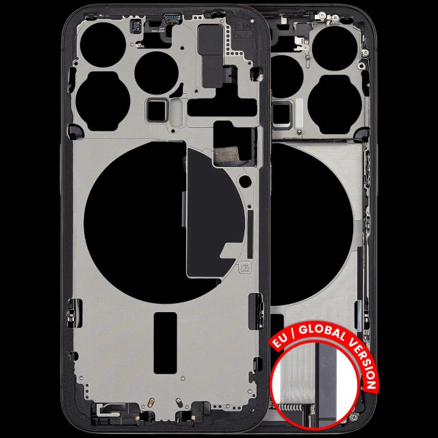 Frame centrale W/ Connettore di ricarica flat e Minuteria per iPhone 15 Pro (EU / Global Version) (Used Service Pack Pull: Grade C) (Titanio nero)