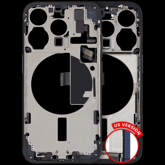 Frame centrale W/ Connettore di ricarica flat e Minuteria per iPhone 15 Pro (US Version) (Used Service Pack Pull: grado A) (Titanio blu)