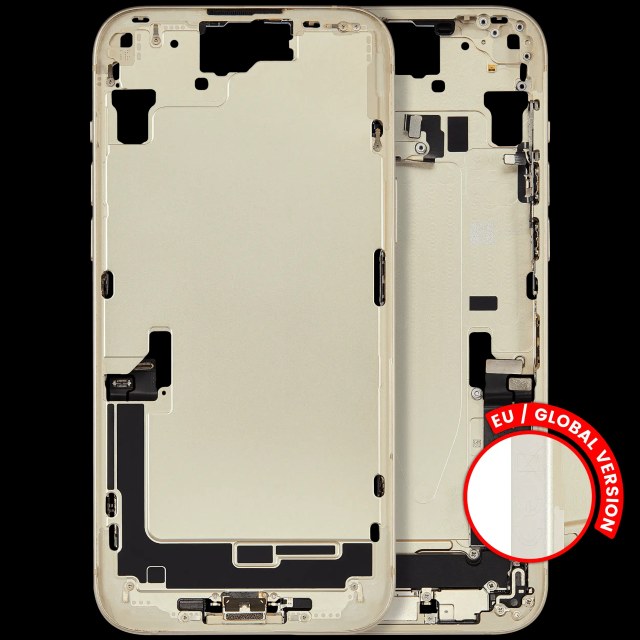 Frame centrale W/ Connettore di ricarica flat e Minuteria per iPhone 15 Plus (EU / Global Version) (Used Service Pack Pull: Grade B) (Giallo)