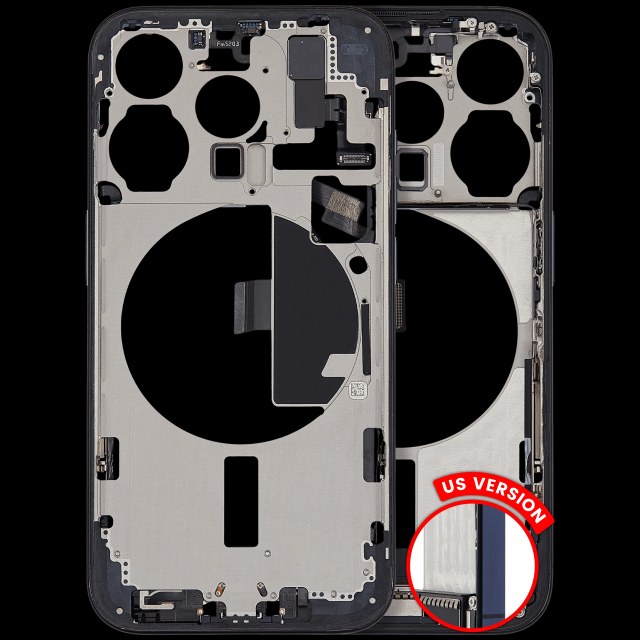 Frame centrale W/ Connettore di ricarica flat e Minuteria per iPhone 15 Pro (US Version) (Used Service Pack Pull: Grade C) (Titanio blu)