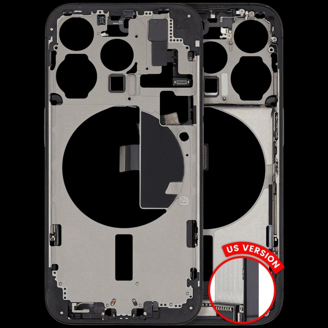 Frame centrale W/ Connettore di ricarica flat e Minuteria per iPhone 15 Pro (US Version) (Used Service Pack Pull: Grade B) (Titanio nero)