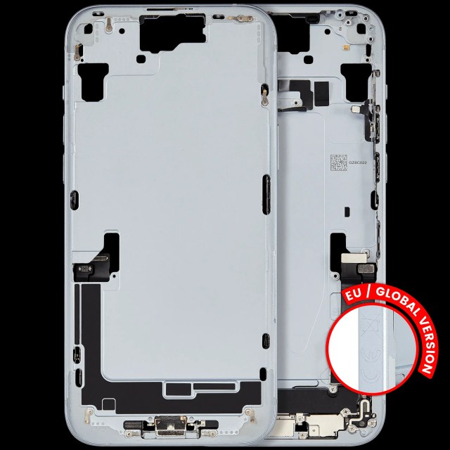 Frame centrale W/ Connettore di ricarica flat e Minuteria per iPhone 15 Plus (EU / Global Version) (Used Service Pack Pull: Grade B) (Blu)