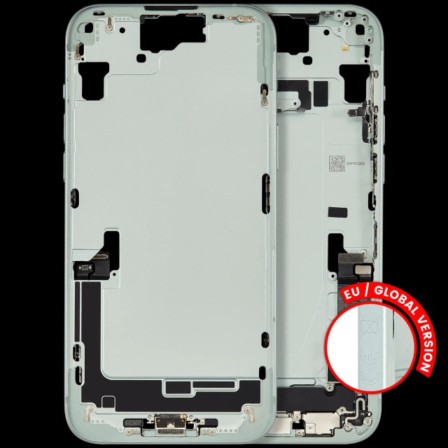 Frame centrale W/ Connettore di ricarica flat e Minuteria per iPhone 15 Plus (EU / Global Version) (Used Service Pack Pull: Grade C) (Verde)