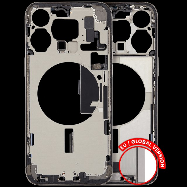 Frame centrale W/ Connettore di ricarica flat e Minuteria per iPhone 15 Pro Max (EU / Global Version) (Used Service Pack Pull: grado A) (Titanio naturale)