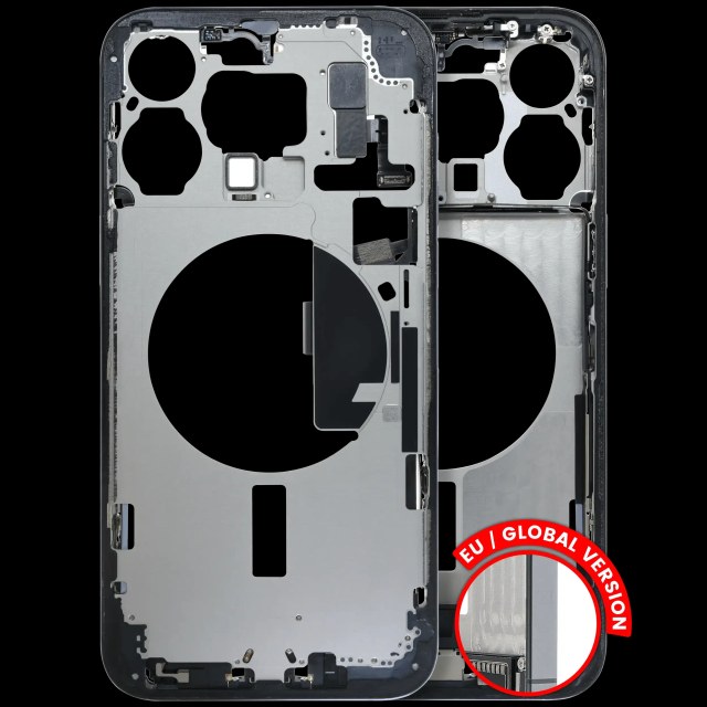 Frame centrale W/ Connettore di ricarica flat e Minuteria per iPhone 15 Pro Max (EU / Global Version) (Used Service Pack Pull: Grade C) (Titanio blu)