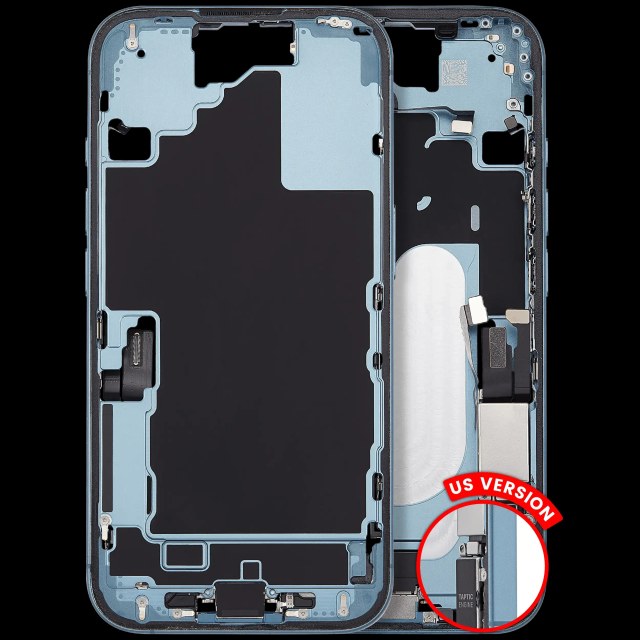 Frame centrale W/ Connettore di ricarica flat e Minuteria per iPhone 16 (US Version) (Used Service Pack Pull: Grade B) (Verde petrolio)