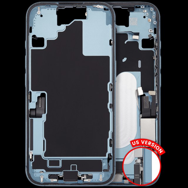 Frame centrale W/ Connettore di ricarica flat e Minuteria per iPhone 16 (US Version) (Used Service Pack Pull: Grade C) (Verde petrolio)