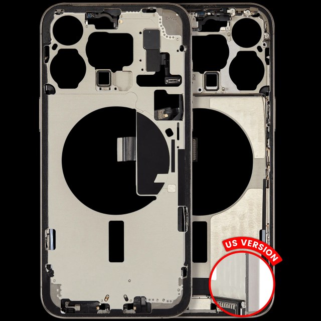 Frame centrale W/ Connettore di ricarica flat e Minuteria per iPhone 15 Pro Max (US Version) (Used Service Pack Pull: grado A) (Titanio naturale)