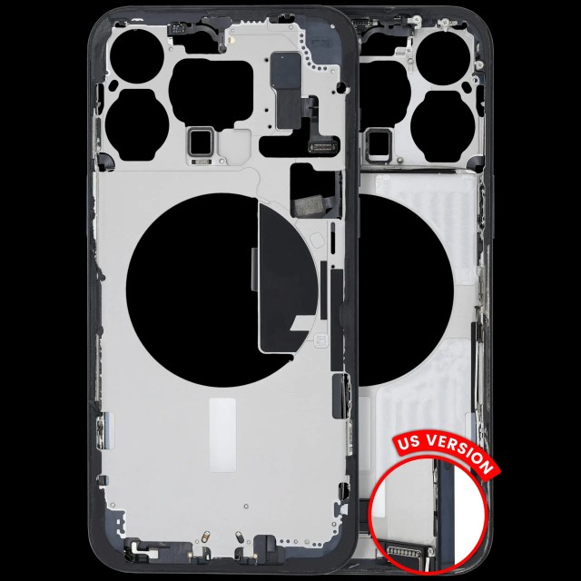 Frame centrale W/ Connettore di ricarica flat e Minuteria per iPhone 15 Pro Max (US Version) (Used Service Pack Pull: Grade C) (Titanio blu)