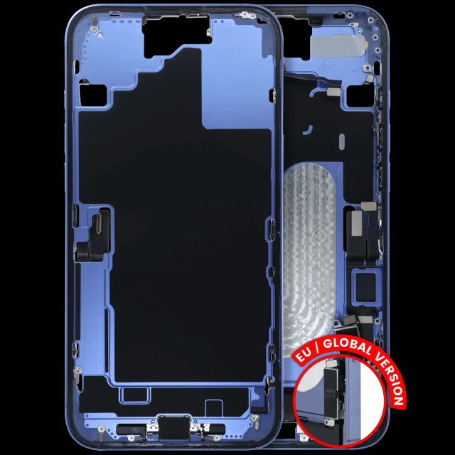 Frame centrale W/ Connettore di ricarica flat e Minuteria per iPhone 16 Plus (EU / Global Version) (Used Service Pack Pull: Grade B) (Blu oltremare)