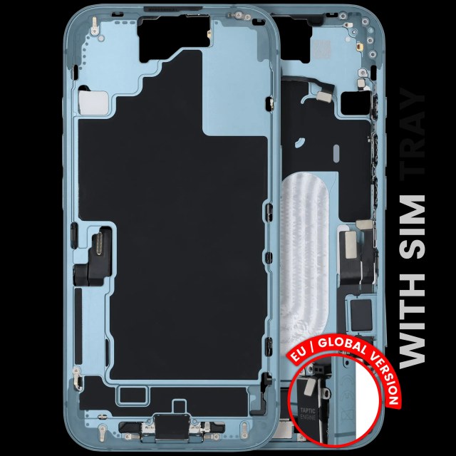 Frame centrale W/ Connettore di ricarica flat e Minuteria per iPhone 16 (EU / Global Version) (Used Service Pack Pull: grado A) (Verde petrolio)