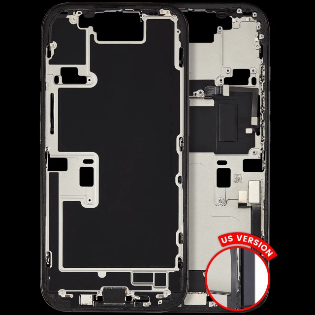 Frame centrale W/ Connettore di ricarica flat e Minuteria per iPhone 16 Pro (US Version) (Used Service Pack Pull: Grade C) (Titanio nero)