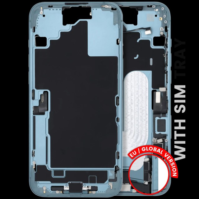 Frame centrale W/ Connettore di ricarica flat e Minuteria per iPhone 16 Plus (EU / Global Version) (Used Service Pack Pull: Grade C) (Verde petrolio)