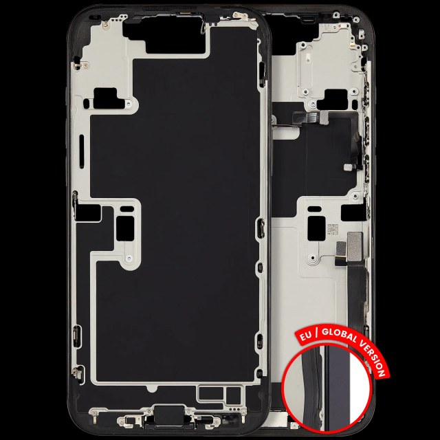 Frame centrale W/ Connettore di ricarica flat e Minuteria per iPhone 16 Pro Max (EU / Global Version) (Used Service Pack Pull: Grade B) (Titanio nero)