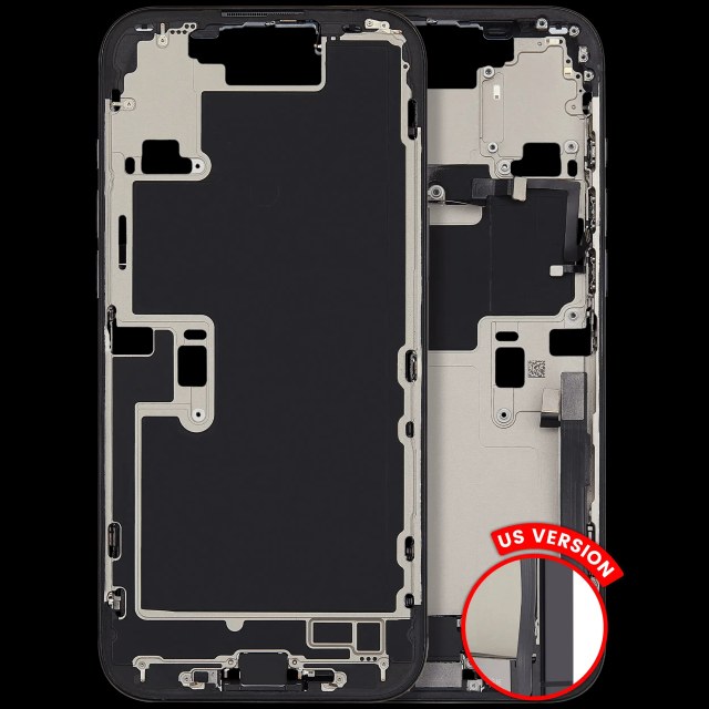 Frame centrale W/ Connettore di ricarica flat e Minuteria per iPhone 16 Pro Max (US Version) (Used Service Pack Pull: grado A) (Titanio nero)