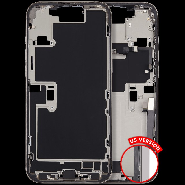 Frame centrale W/ Connettore di ricarica flat e Minuteria per iPhone 16 Pro Max (US Version) (Used Service Pack Pull: grado A) (Titanio naturale)