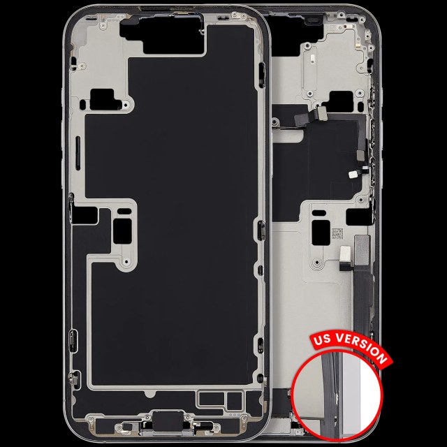 Frame centrale W/ Connettore di ricarica flat e Minuteria per iPhone 16 Pro Max (US Version) (Used Service Pack Pull: grado A) (Titanio bianco)