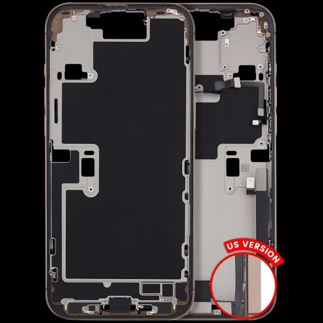 Frame centrale W/ Connettore di ricarica flat e Minuteria per iPhone 16 Pro Max (US Version) (Used Service Pack Pull: Grade B) (Titanio sabbia)