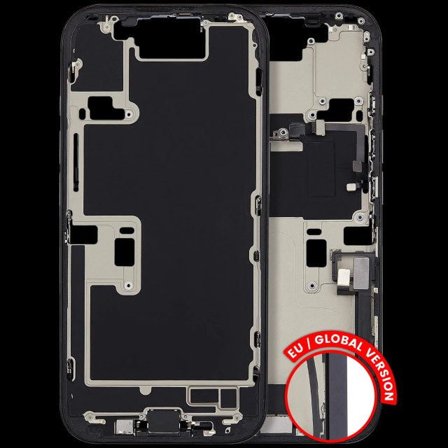 Frame centrale W/ Connettore di ricarica flat e Minuteria per iPhone 16 Pro (EU / Global Version) (Used Service Pack Pull: grado A) (Titanio nero)