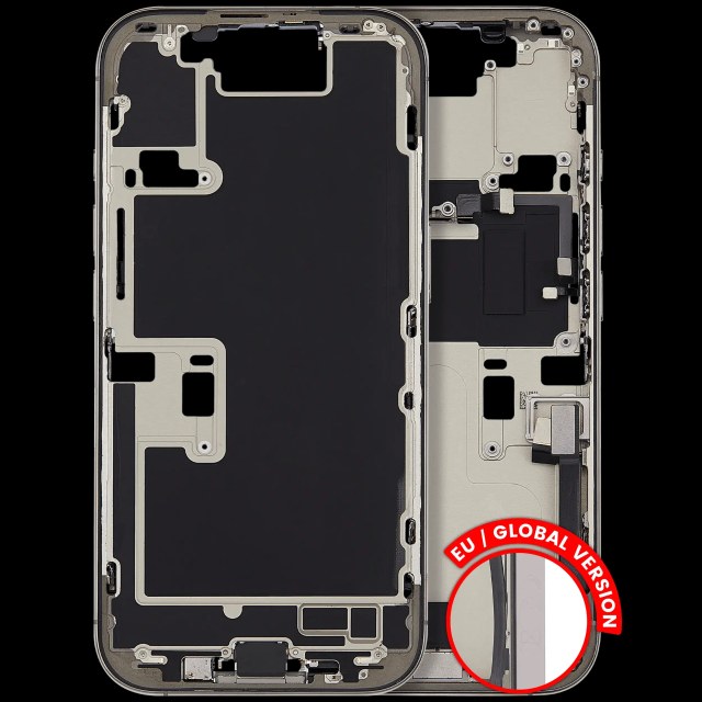 Frame centrale W/ Connettore di ricarica flat e Minuteria per iPhone 16 Pro (EU / Global Version) (Used Service Pack Pull: Grade B) (Titanio naturale)