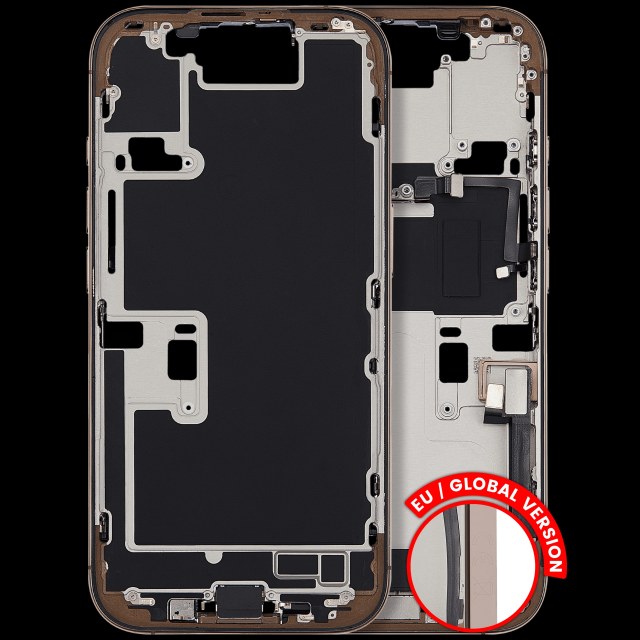 Frame centrale W/ Connettore di ricarica flat e Minuteria per iPhone 16 Pro (EU / Global Version) (Used Service Pack Pull: Grade B) (Titanio sabbia)