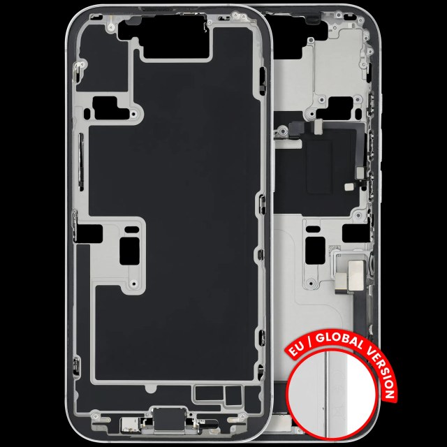 Frame centrale W/ Connettore di ricarica flat e Minuteria per iPhone 16 Pro (EU / Global Version) (Used Service Pack Pull: grado A) (Titanio bianco)