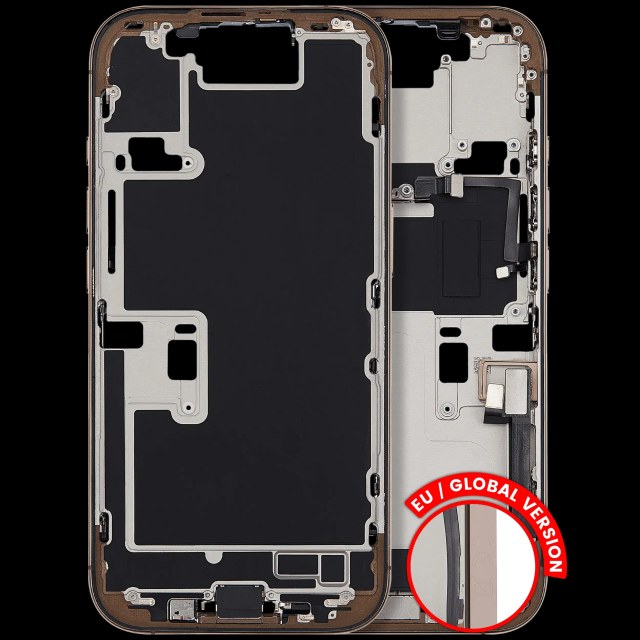 Frame centrale W/ Connettore di ricarica flat e Minuteria per iPhone 16 Pro (EU / Global Version) (Used Service Pack Pull: Grade C) (Titanio sabbia)