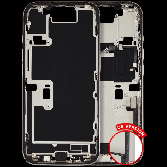 Frame centrale W/ Connettore di ricarica flat e Minuteria per iPhone 16 Pro (US Version) (Used Service Pack Pull: grado A) (Titanio naturale)