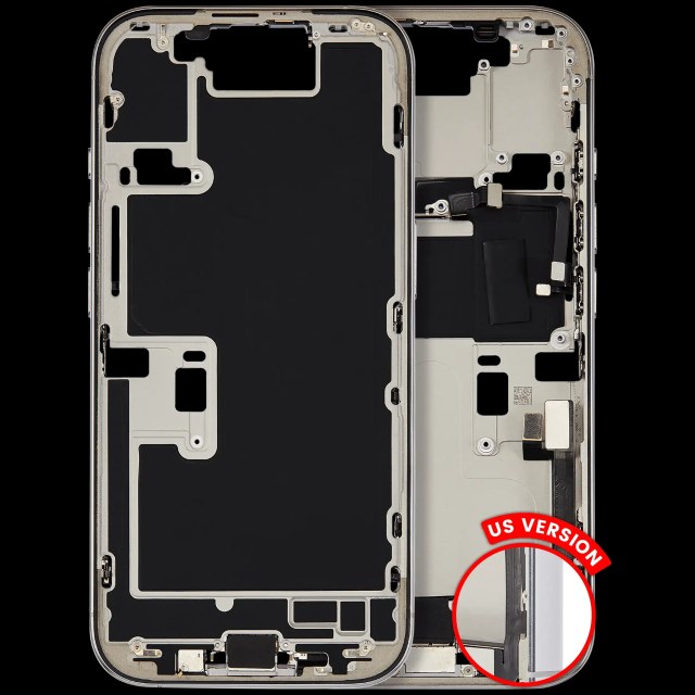 Frame centrale W/ Connettore di ricarica flat e Minuteria per iPhone 16 Pro (US Version) (Used Service Pack Pull: grado A) (Titanio bianco)