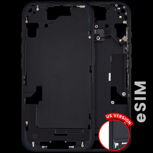 Frame centrale W/ Minuteria per iPhone 15 (US Version) (Used Service Pack Pull: Grade B) (Nero)