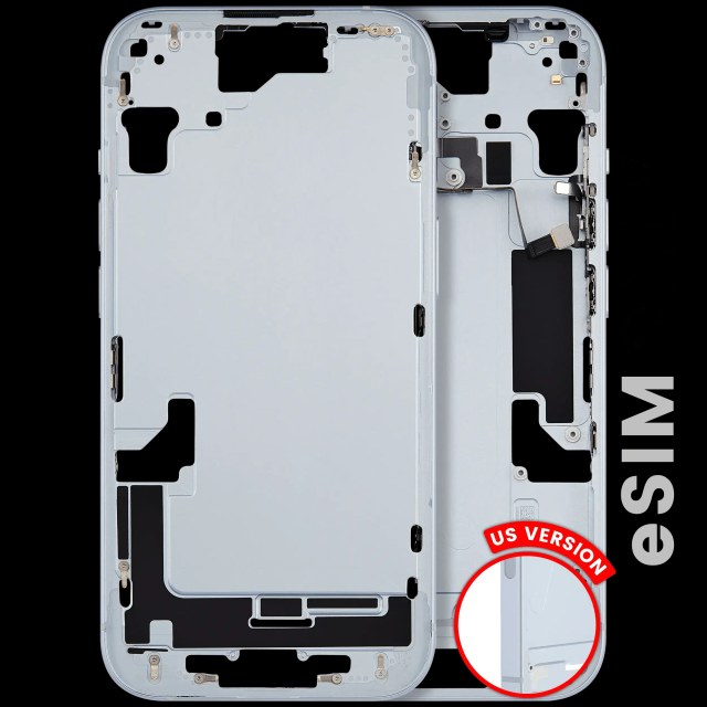 Frame centrale W/ Minuteria per iPhone 15 (US Version) (Used Service Pack Pull: Grade C) (Blu)