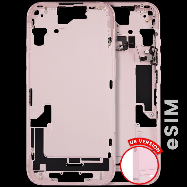 Frame centrale W/ Minuteria per iPhone 15 (US Version) (Used Service Pack Pull: Grade C) (Rosa)