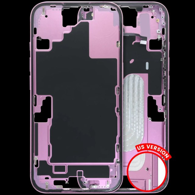 Frame centrale W/ Minuteria per iPhone 16 (US Version) (Used Service Pack Pull: Grade B) (Rosa)