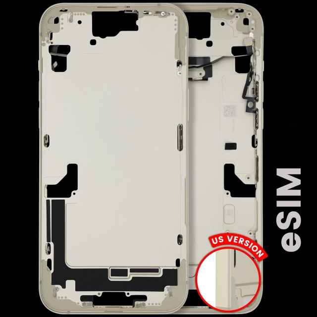 Frame centrale W/ Minuteria per iPhone 15 Plus (US Version) (Used Service Pack Pull: Grade B) (Giallo)
