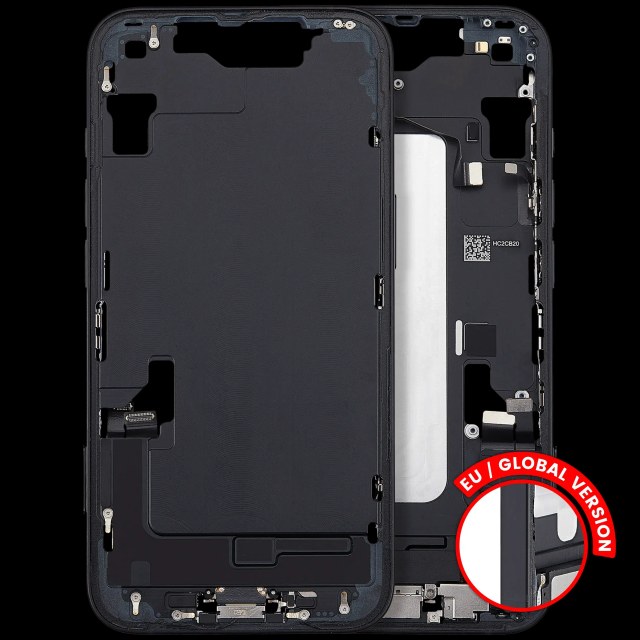 Frame centrale W/ Connettore di ricarica flat e Minuteria per iPhone 16e (EU / Global Version) (Used Service Pack Pull: grado A) (Nero)
