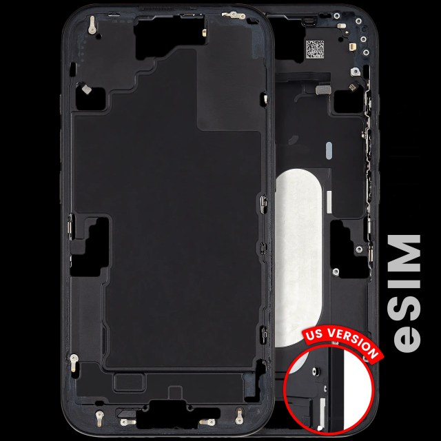 Frame centrale W/ Minuteria per iPhone 16 (US Version) (Used Service Pack Pull: Grade C) (Nero)