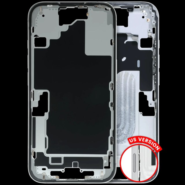 Frame centrale W/ Minuteria per iPhone 16 (US Version) (Used Service Pack Pull: Grade C) (Bianco)