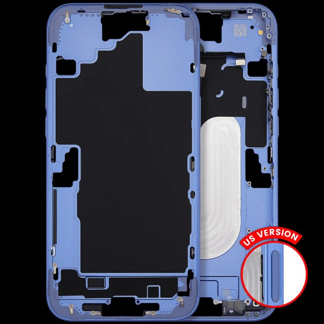 Frame centrale con accensione e volume Button per iPhone 16 Plus (US Version) (Aftermarket Plus) (Blu oltremare)