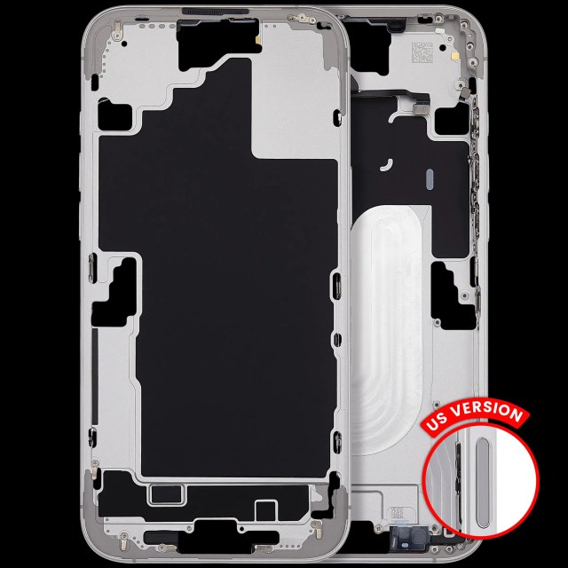 Frame centrale con accensione e volume Button per iPhone 16 Plus (US Version) (Aftermarket Plus) (Bianco)