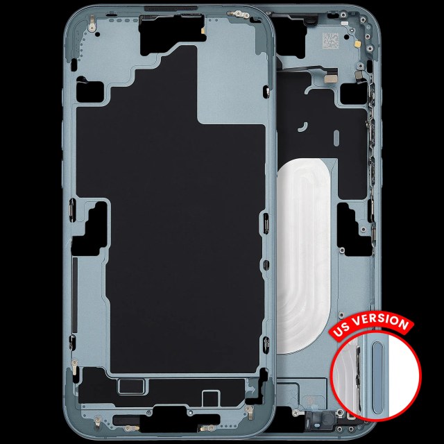 Frame centrale con accensione e volume Button per iPhone 16 Plus (US Version) (Aftermarket Plus) (Verde petrolio)
