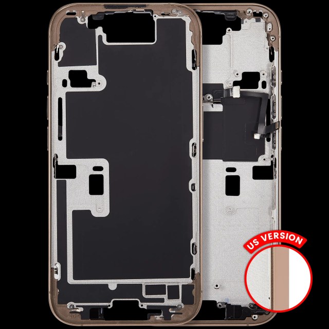 Frame centrale con accensione e volume Button per iPhone 16 Pro (US Version) (Aftermarket Plus) (Titanio sabbia)