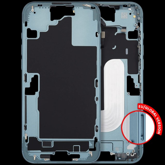 Frame centrale con accensione e volume Button per iPhone 16 Plus (EU / Global Version) (Aftermarket Plus) (Verde petrolio)
